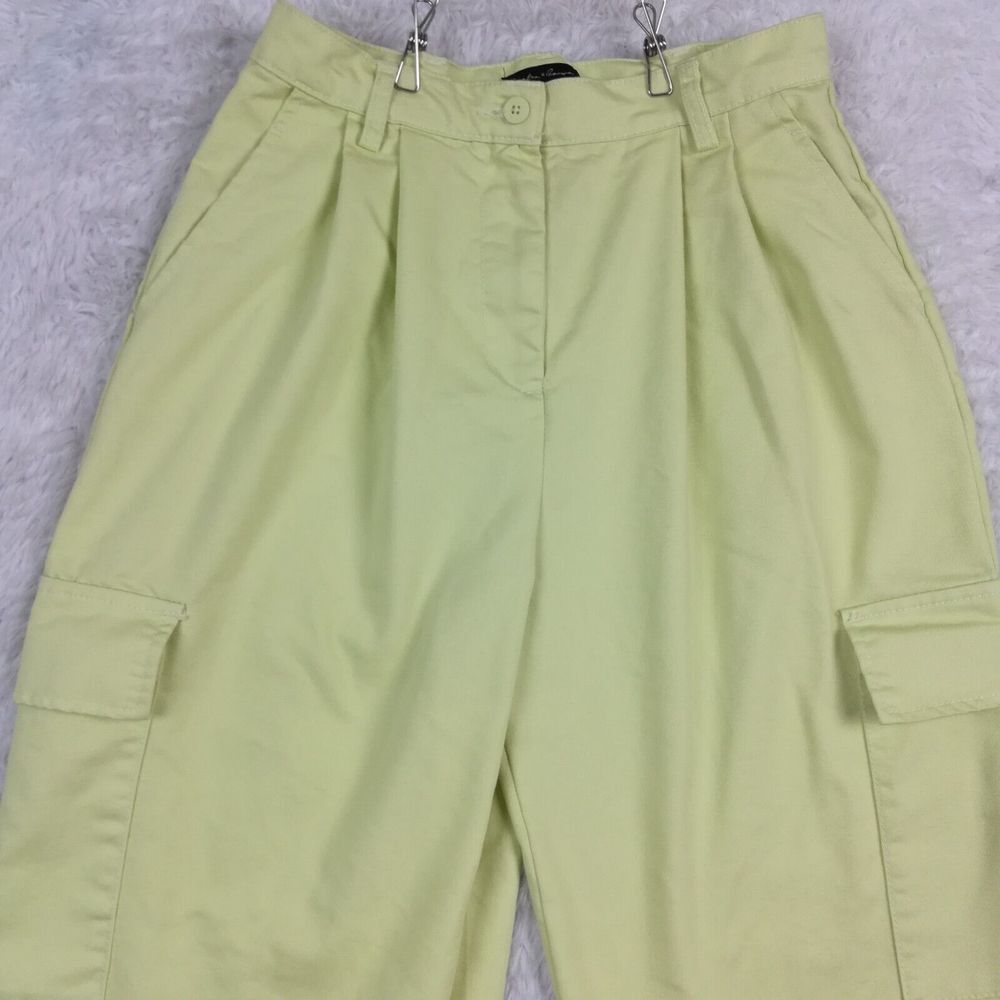 Hunter & Brown Womens Pants Wide Leg Cargo Trouser Yellow Pleated High M‎ New - Picture 8 of 10